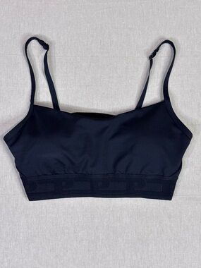 Victoria’s Secret PINK Black Strappy Sports Bra Minimal Sleek Stretch Top